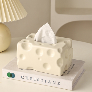 奶酪创意纸巾盒客厅餐巾纸盒，纸抽盒轻奢高档桌面陶瓷，抽纸盒高级感