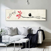 新中式荷花卧室床头装饰画古典手绘水墨国画艺术风格横向挂画