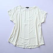 欧美夏季女士圆领短袖拼接T恤衫 时尚简约个性微弹套头衫Y4