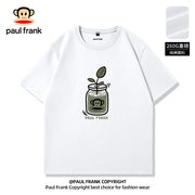 Paul frank/大嘴猴白色短袖男纯棉2024小清新男女同款T恤夏季