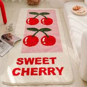 家用床边樱桃毛绒卧室地毯客厅沙发毯儿童毯房间脚垫地垫防滑毯