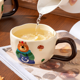 小众设计创意陶瓷大耳朵，手把杯马克杯，家用情侣对杯早餐杯咖啡杯子