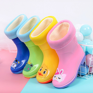 儿童雨鞋男女加绒宝宝水鞋可爱兔子中小童，雨鞋防水防滑幼儿园水靴