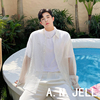 韩国版男装东大门21夏发型师，黑白色星星，薄款透视防晒透气长袖衬衫