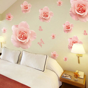 自粘可移除玫瑰墙贴纸，卧室温馨房间床头，客厅电视背景墙壁贴花装饰