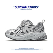 儿童运动鞋夏季字母老爹鞋镂空透气单网男童跑步鞋女童休闲鞋
