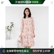 韩国直邮妈妈服饰，荷叶雪纺捏褶连衣裙，op402146中年女性4050