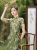 夏季薄款欧根纱两件套修身长款日常新中式，中国风改良旗袍