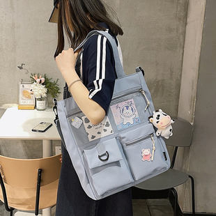 韩版时尚女包爱购物袋大包帆布包补课超大容量手提包袋单肩斜跨包