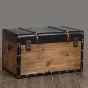 美式乡村复古木箱子带锁实木收纳箱定制储物盒海盗装饰百宝箱衣箱