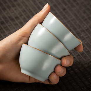 汝窑茶杯单杯陶瓷个人专用喝茶品茗主人杯家用功夫茶杯小套装茶盏