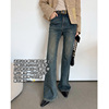 美洋MEIYANG50系列长腿牛仔裤 港风加绒修容高腰喇叭裤