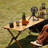 木纹折叠户外野餐沙滩小号桌椅，便携式露营自驾游大号铝合金蛋卷桌