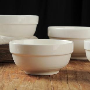 白瓷饭碗纯白4.5寸10个装6面碗8英寸7瓷碗家用汤碗陶瓷6英寸吃饭
