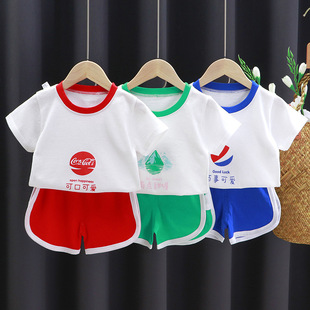 夏季儿童短袖套装纯棉，宝宝衣服韩版两件套男女童服装短裤童装