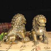 铜狮子摆件大号铜狮子一对雄狮大门门口摆设客厅家居装饰品纯