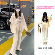 网红运动套装女秋冬季少女加绒加厚连帽卫衣休闲外套两件套潮