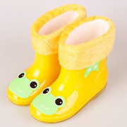 新儿童(新儿童)纯色，贴图雨鞋男女童可爱时尚，糖果色雨靴水鞋工厂