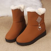 秋冬季雪地靴耐脏低跟平底防滑加绒保暖圆头时尚短靴子女鞋子