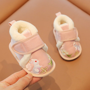 汉服鞋女童冬季古风鞋子1一2岁婴儿，棉鞋加绒宝宝周岁鞋国风绣花鞋