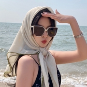 沙漠旅游纯色包头巾围巾青海西藏茶卡盐湖旅游拍照海边防晒大方巾