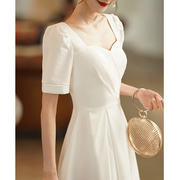 白色小礼服平时可穿宴会，订婚连衣裙领证小白裙生日法式聚会礼裙