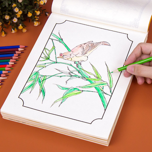 中国画白描入门描摹本儿童画画本底稿画稿素材教程绘画幼儿涂色书