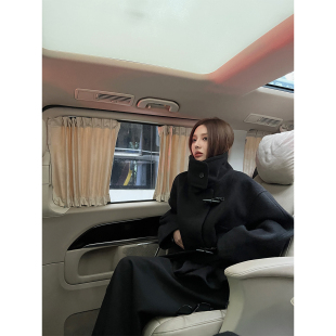 NanaByNana金敏喜1.2.牛角扣羊毛大衣女冬季呢子短款毛呢外套