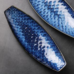 日式刺身盘大号长盘子冷菜甜品摆盘鱼盘陶瓷长方形创意窑变寿司盘