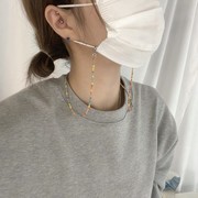 韩国时尚设计师复古水晶串珠眼镜装饰项链手工彩珠口罩链防丢挂绳
