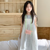 韩版女童背心裙2024夏季白色棉布连衣裙棉质，打底t恤两件套装