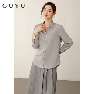 高级感灰色衬衫女长袖工作服高级感通勤职业衬衣气质面试工装上衣