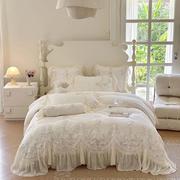 磨毛四件套长绒棉加厚磨毛套件，保暖床单被套床上用品，浅粉1.5m床单