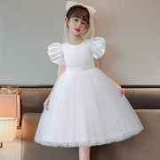 女童连衣裙夏季2023洋气儿童白色纱裙礼服裙超仙蓬蓬纱公主裙