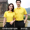 黄色职业衬衫女短袖，弹力修身免烫正装，衬衣ktv酒吧销售经理工作服