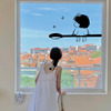 路灯小孩可爱卡通图案阳台推拉门窗贴纸玻璃门窗户装饰防水墙贴画