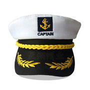 欧美海军帽白色外贸帽子夏季复古平顶军帽跨境船长海军水手帽
