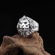 原创霸气狮子精雕纯银，s925个性夸张开口指环男潮宽面狮子座戒指