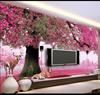 欧式简约3d立体壁画客厅沙发，电视背景墙壁纸，卧室温馨浪漫粉色墙纸