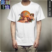 t-shirt印花二战复古女郎男士，短袖t恤夏季时尚欧美潮t