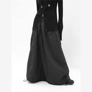 美伢FUZZYKON 超大裙摆 黑色可调节抽绳户外双层风衣裙 长款/短款