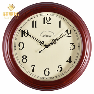 欧式实木现代简约复古静音钟表挂钟客厅时钟中式木质创意美式挂表