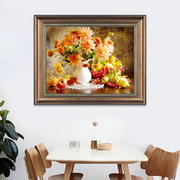 美式客厅餐厅背景墙装饰画，有框静物挂画饭厅墙壁花卉壁画欧式油画