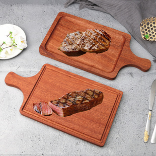 沙比利木质牛排板实木托盘西餐，餐盘牛扒盘，披萨板长方形牛排盘砧板