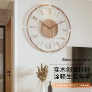 钟表挂钟客厅2022实木创意静音北欧简约石英钟时钟大气挂表