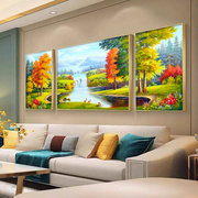 客厅沙发背景装饰画新中式2023挂画约大气三联壁画