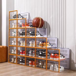 透明鞋盒收纳盒抽屉式鞋架省空间，亚克力塑料鞋，盒子aj鞋柜鞋子神器