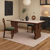 中古风实木餐桌轻奢长方形饭桌法式复古小户型岩板餐桌椅组合
