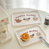 韩国水果盘ins高颜值可爱密胺卡通早餐盘杂物零食饰品长方形托盘