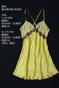 重磅真丝素绉缎吊带睡裙宝蓝色裙子黄色小码-B520